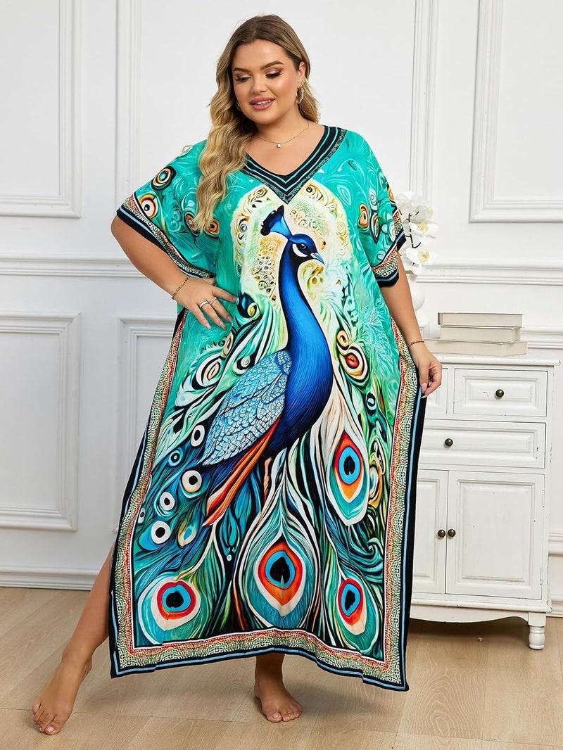 IMAGEKOPE Kaftan Dresses for Women Plus Size Bathing Suit Cover up Caftan Maxi Beach Dresses - Image 5